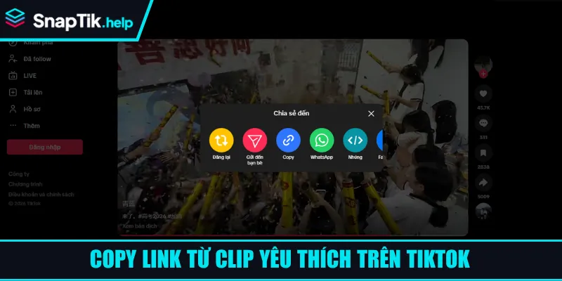 Copy link từ clip yêu thích trên tiktok Copy link từ clip yêu thích trên tiktok